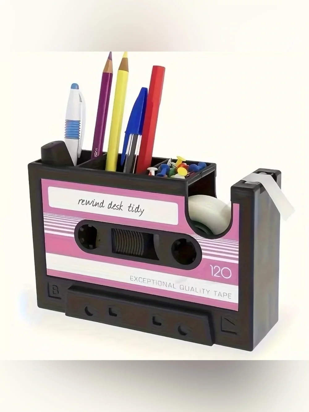 Target Pink and Black Cassette Tape Pencil Case Desk Organizer